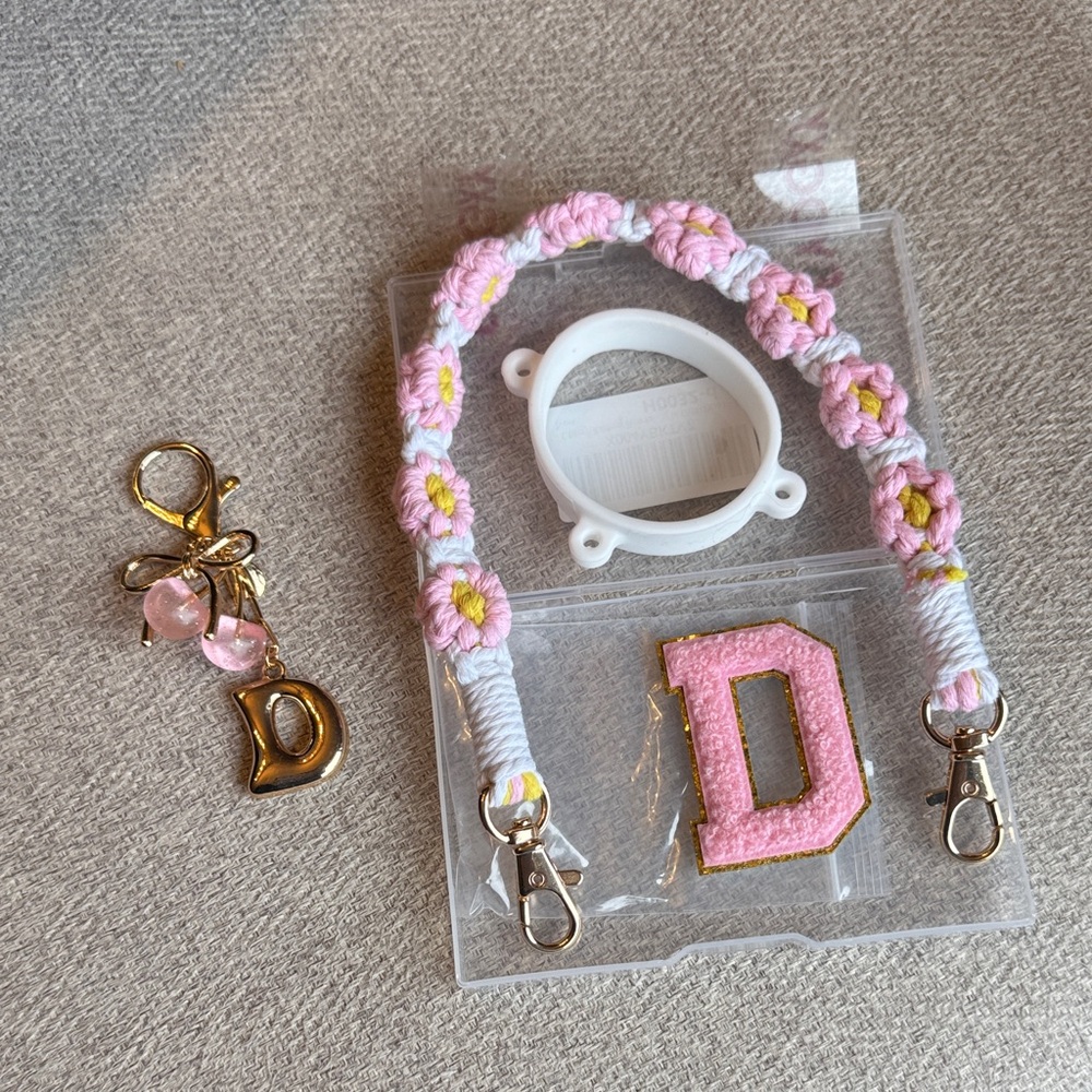 Pink and Gold Water Bottle Accessory Set